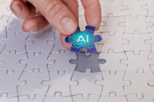 Element układanki z napisem AI – sztuczna inteligencja w marketingu online.